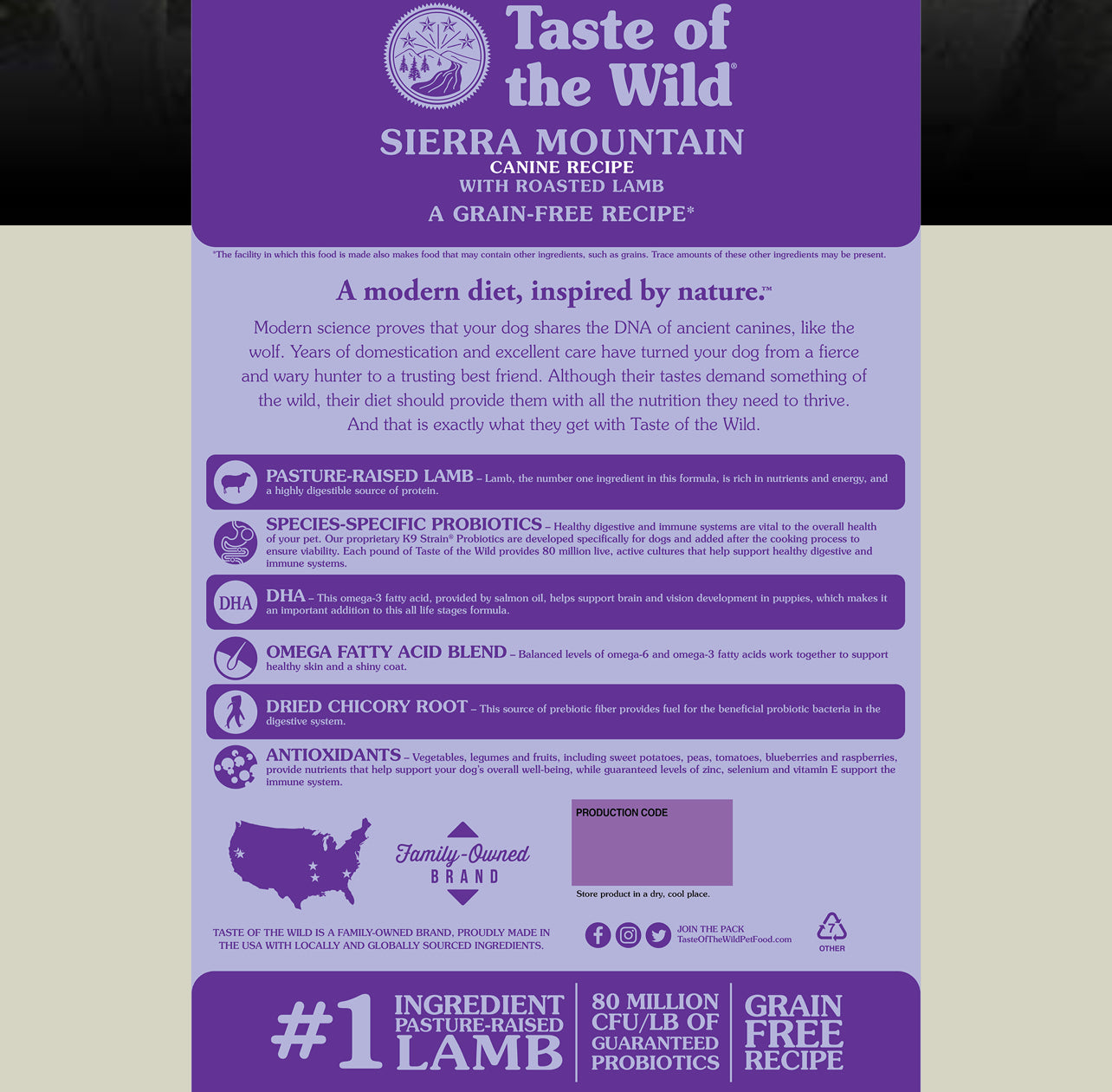 Sierra Mountain Canine Recipe with Roasted Lamb