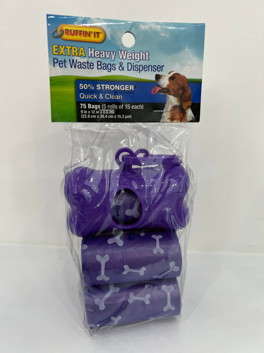 Extra Heavy Pet Waste Bags & Dispenser