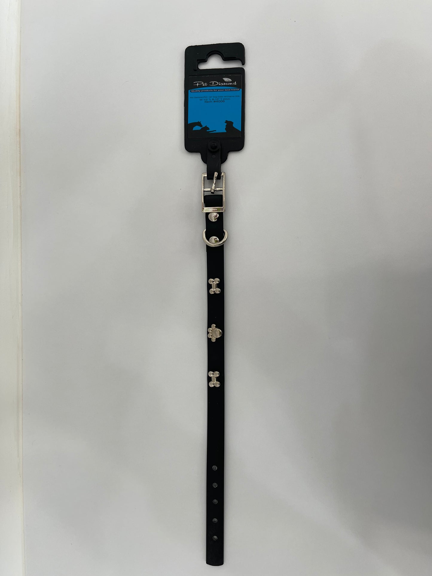 Pet Diamond PVC 5/8” Dog Collar w/Charm 11”-14”