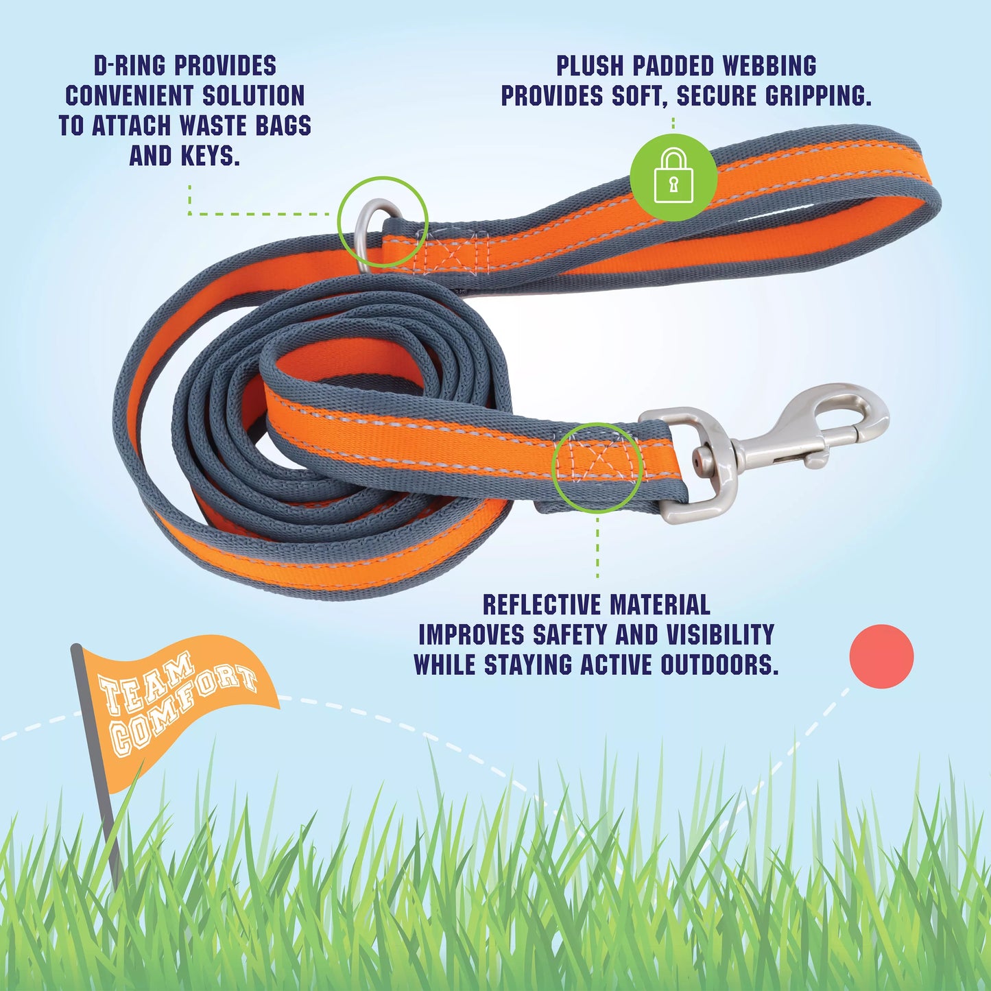 1” Pro Reflective Dog Leash 6’