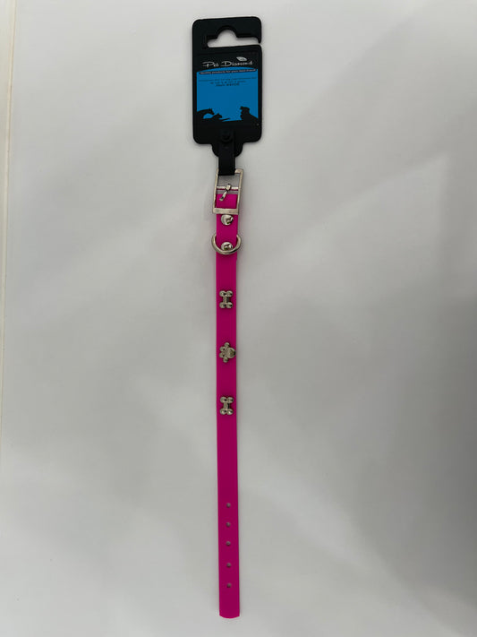 Pet Diamond PVC 5/8” Dog Collar w/Charm 8”-12”