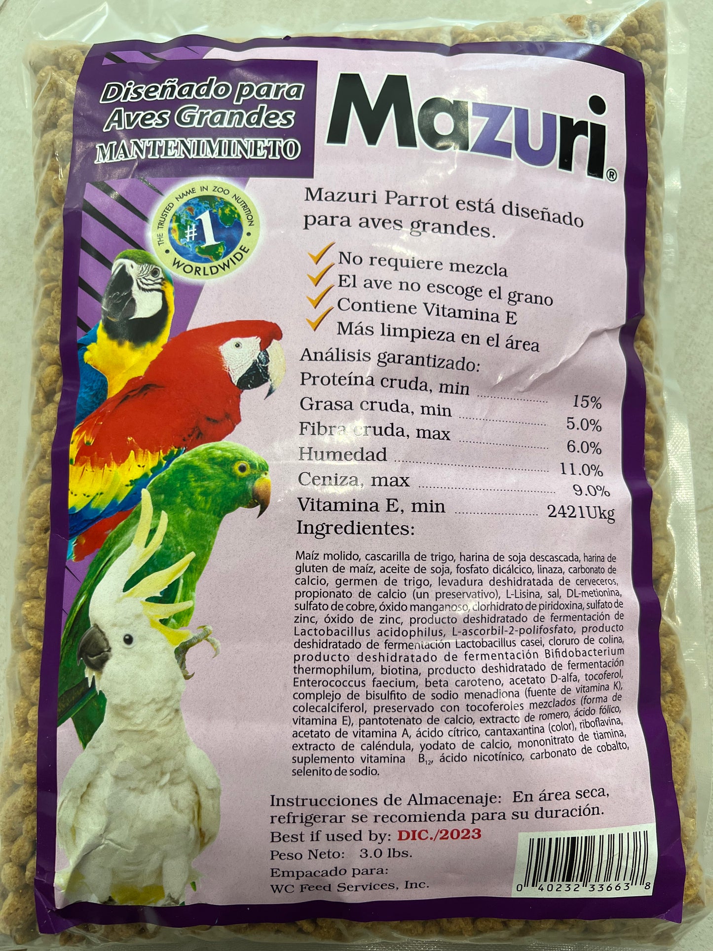 Mazuri - Aves Grandes 3Lb